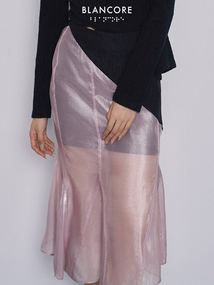 Mesh paneled mermaid tail skirt