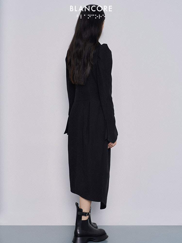 asymmetrical girdle detail shirt dress