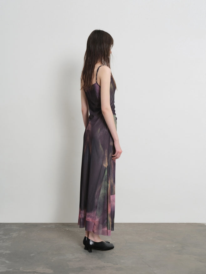 printed cami midi dress