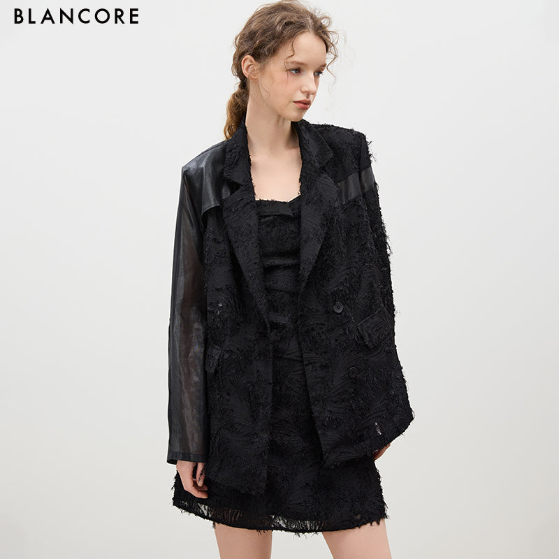 Panelled Mesh Structured Blazer