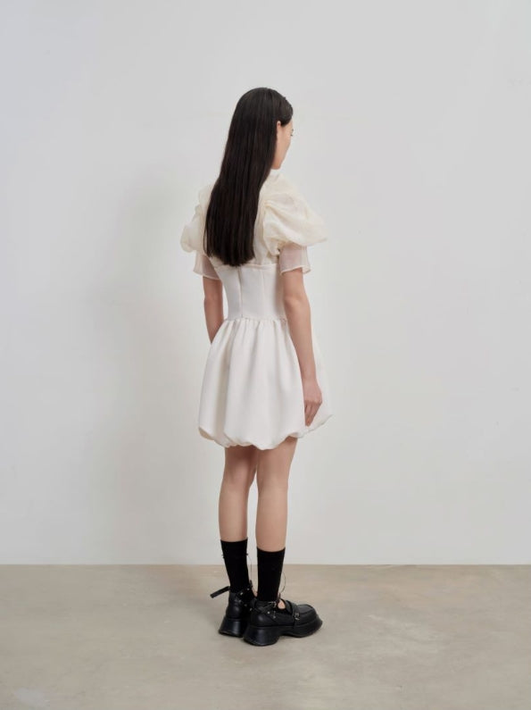 mesh paneled "bud" dress