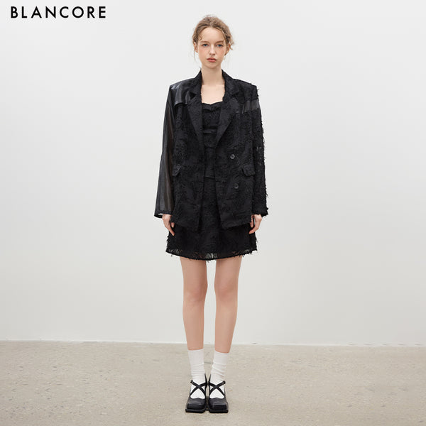 Panelled Mesh Structured Blazer