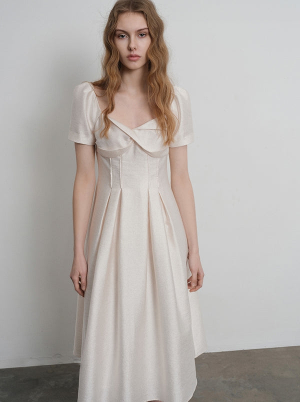 front twist detail A-line midi dress