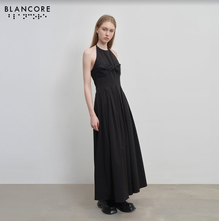 pleated A-line dress