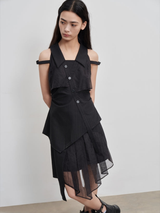 mesh paneled skirt