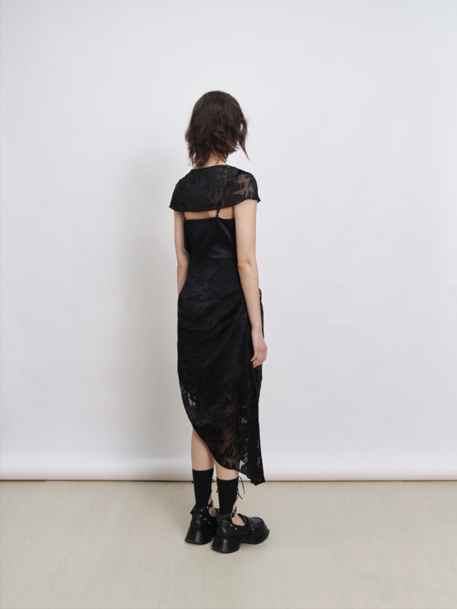 asymmetrical cape style dress