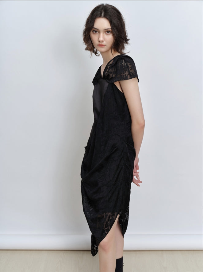 asymmetrical cape style dress