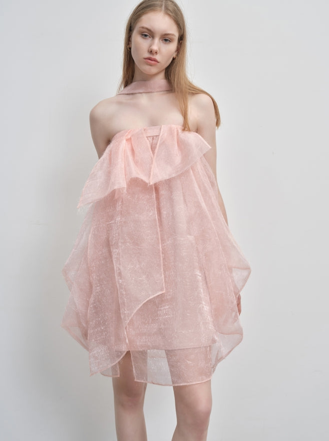 mesh layered tube dress