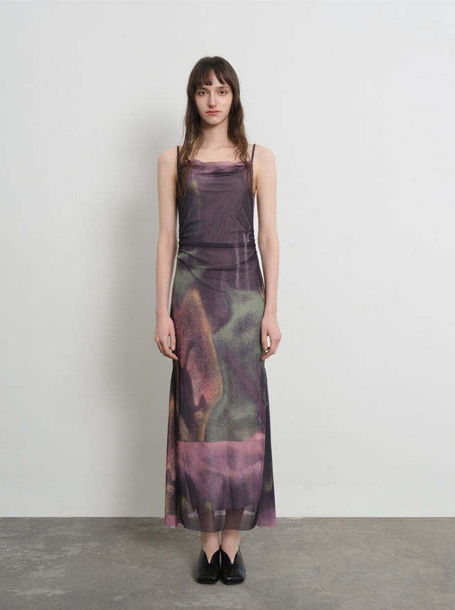 printed cami midi dress