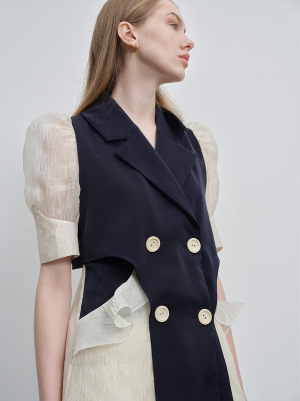 color block jacquard trench coat