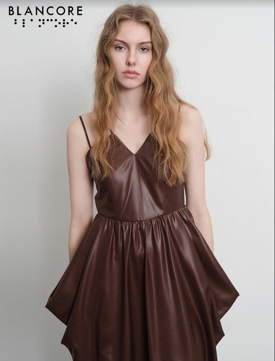 waist volume cami midi dress
