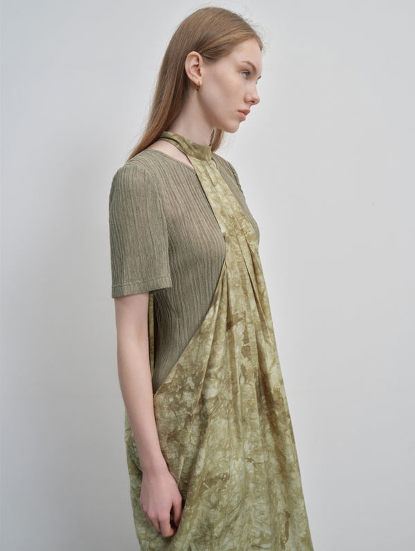 knit paneled halter dress