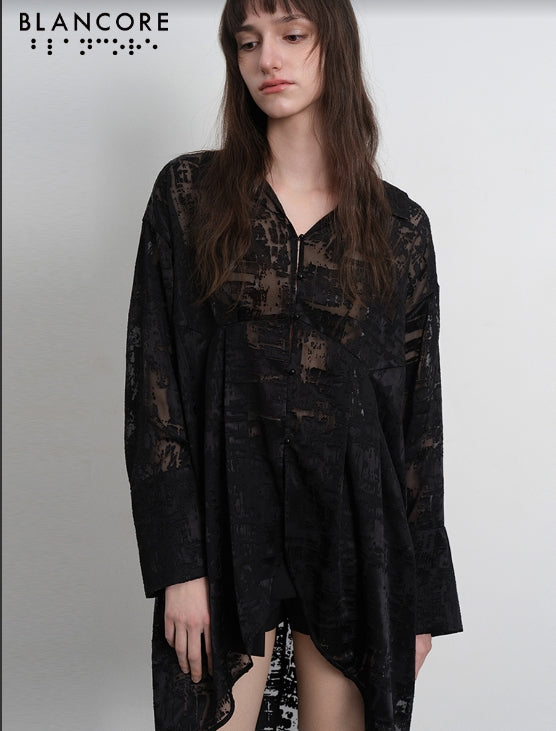 long shirt with irregular hem