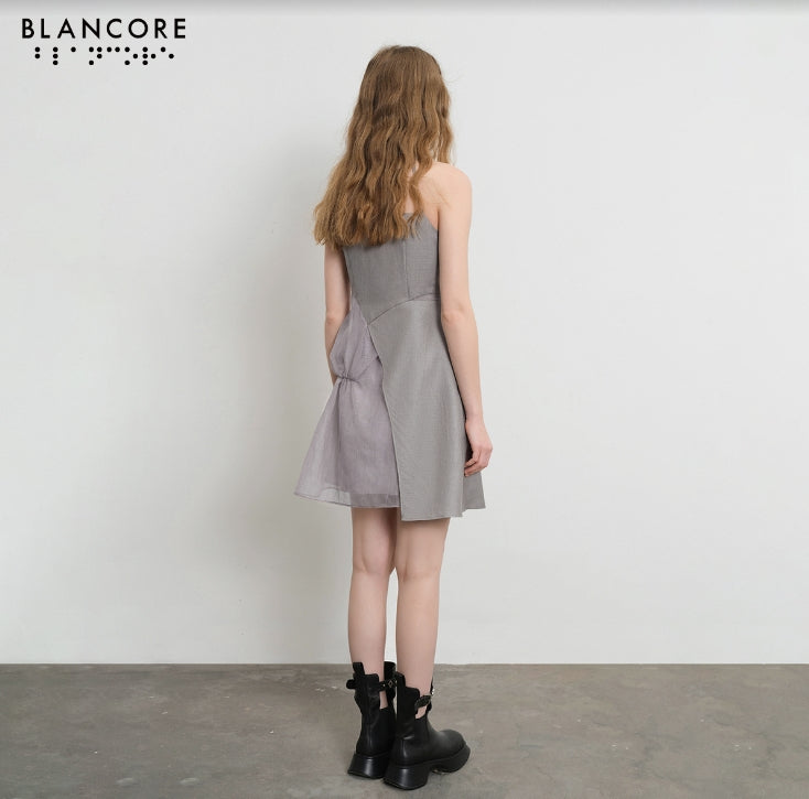 Halter mesh paneled dress