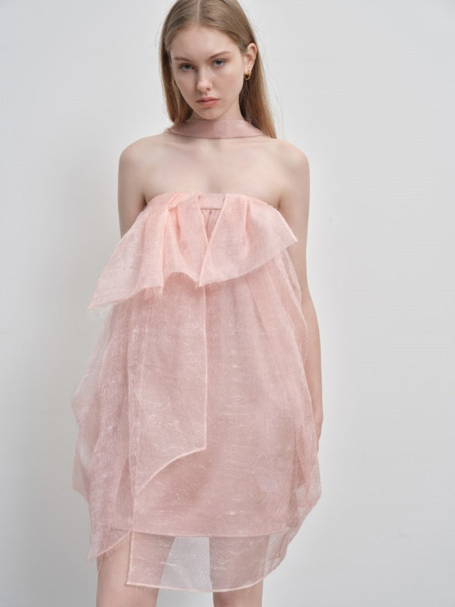 mesh layered tube dress