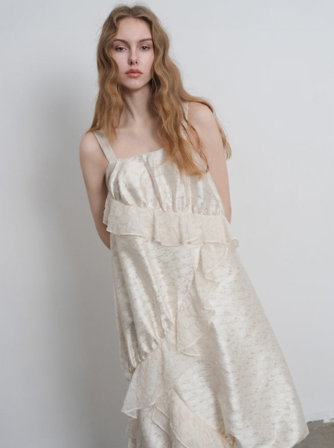 ruffled puffy cami dress