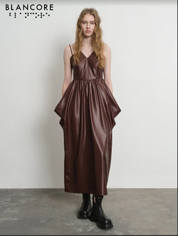 waist volume cami midi dress