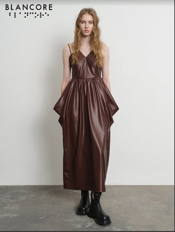 waist volume cami midi dress