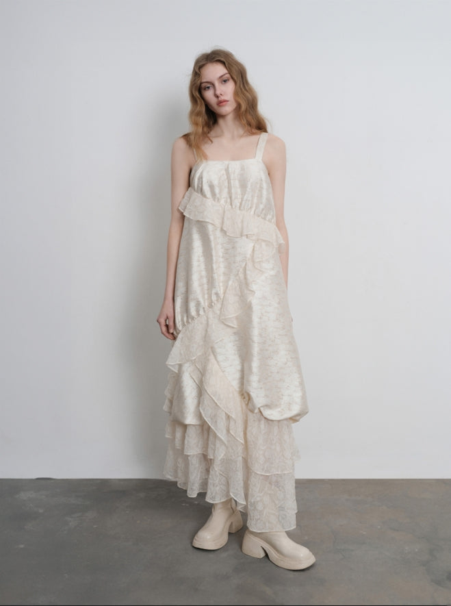 ruffled puffy cami dress