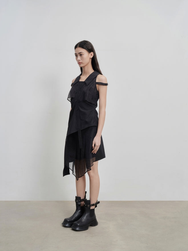 mesh paneled skirt