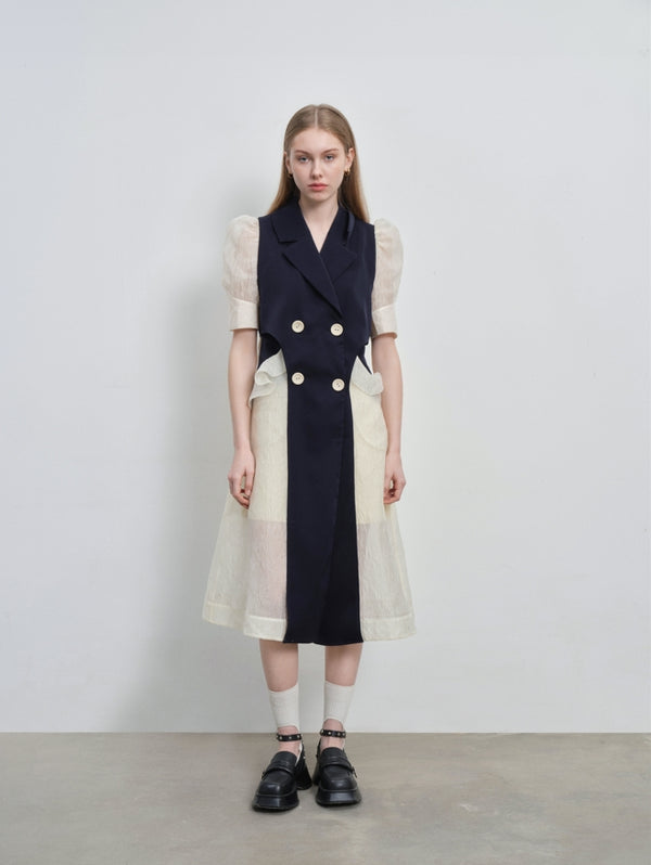 color block jacquard trench coat