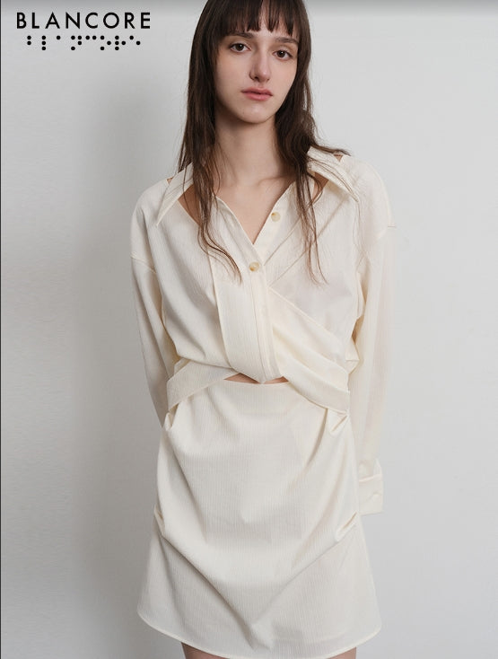 Twisted deconstructed shirt dress