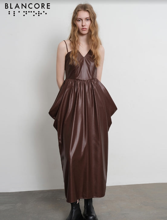 waist volume cami midi dress