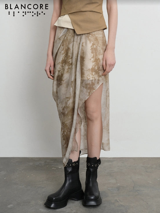 high split pleated dress