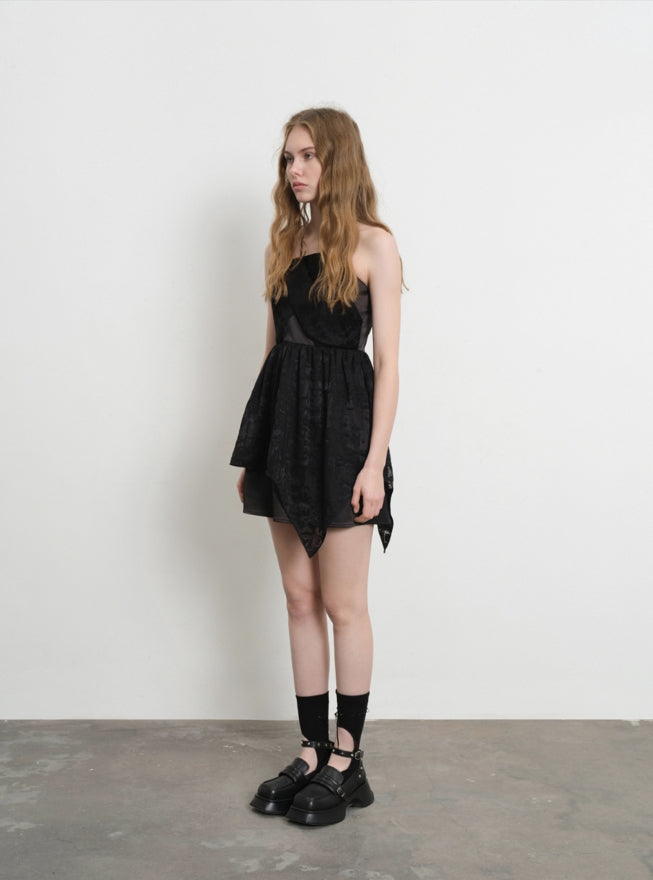 asymmetrical layered waist cami dress