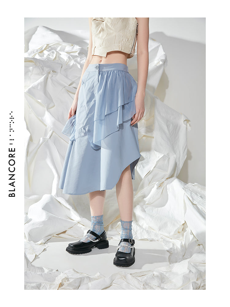 RUFFLED RUCHED SKIRT