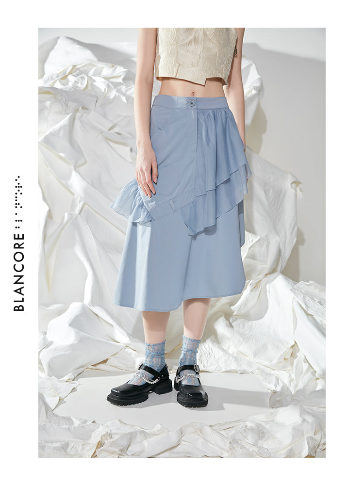 RUFFLED RUCHED SKIRT