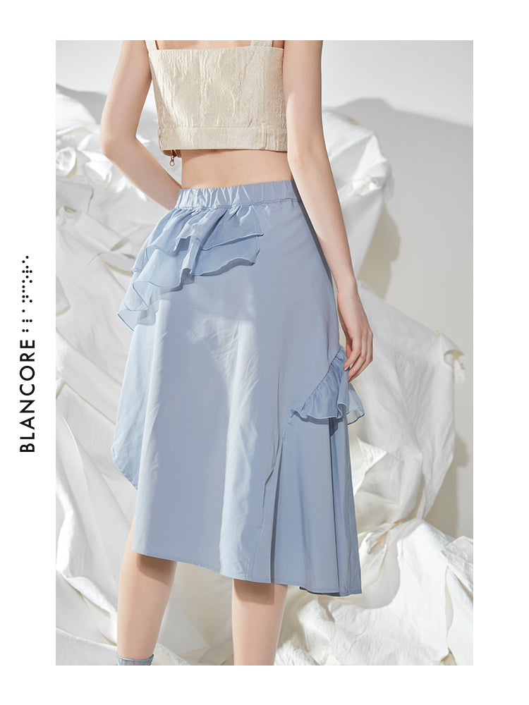 RUFFLED RUCHED SKIRT