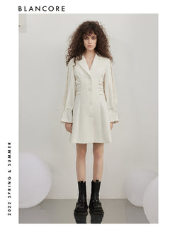 Long Sleeve Dress With 3D Gathered Sleeves Detail (Made With Sustainable Fabric)