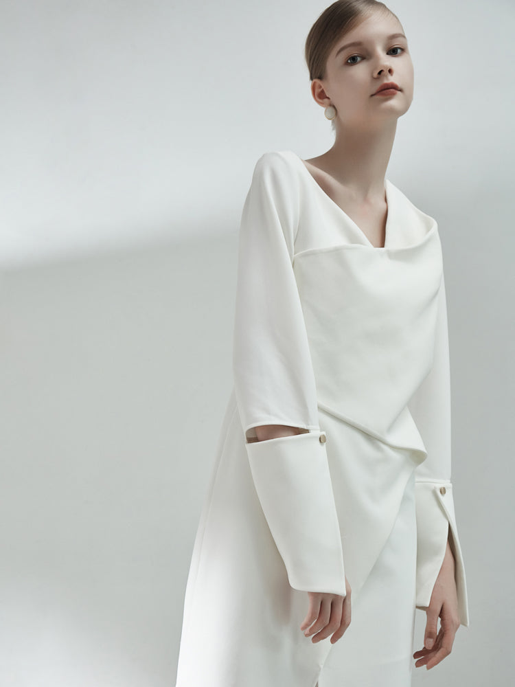 Asymmetrical 3-D Fold Dress