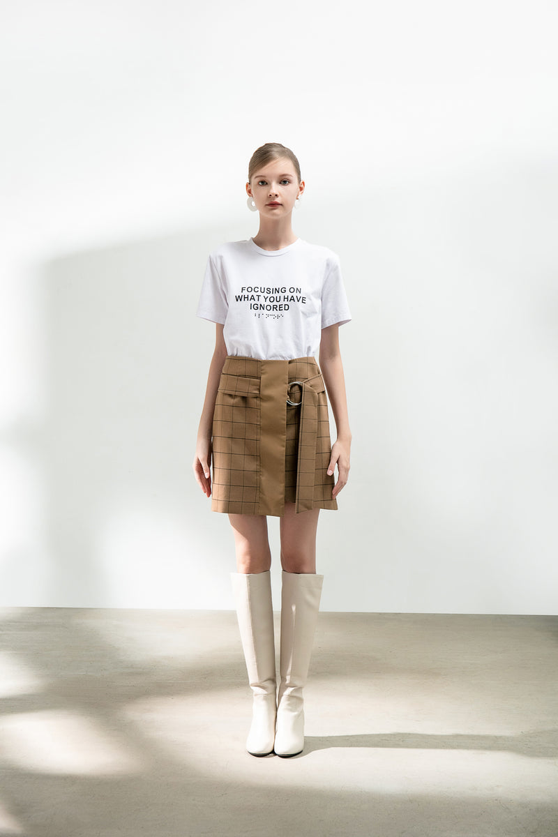 Skirt With Metal Ring Belt