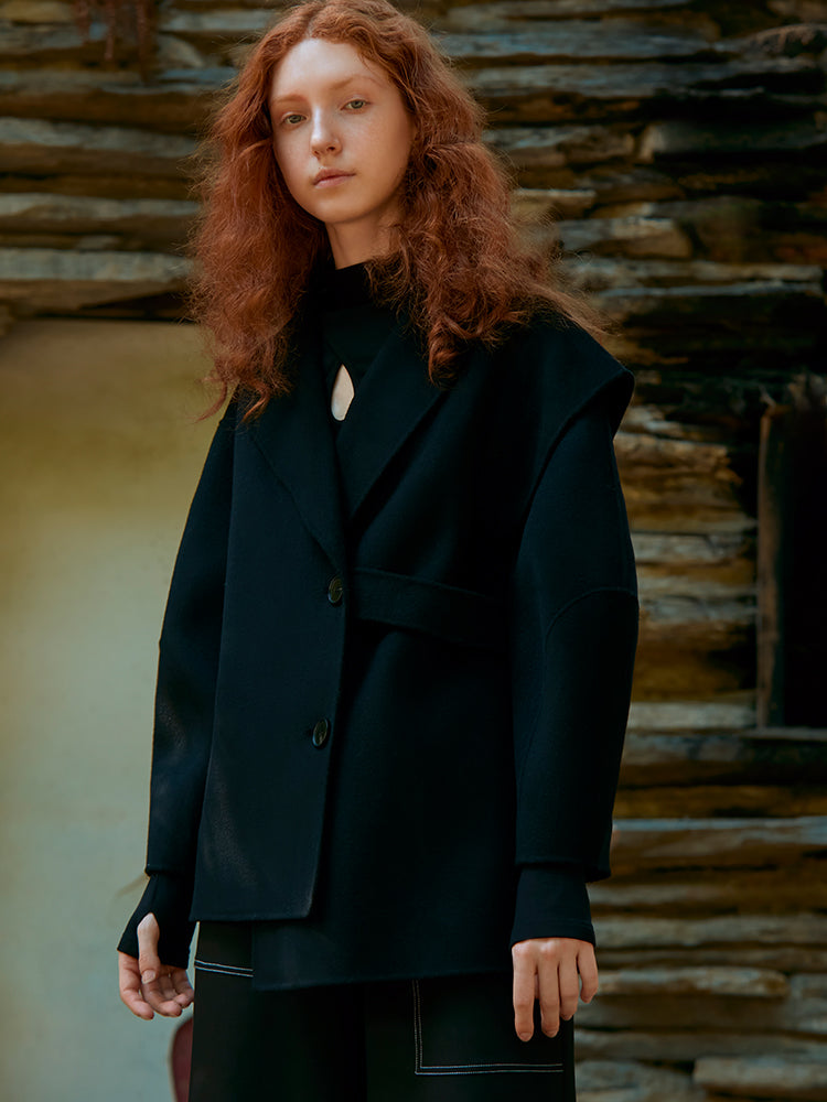 DECONSTRUCTED ASMMETRICAL WOOL COAT