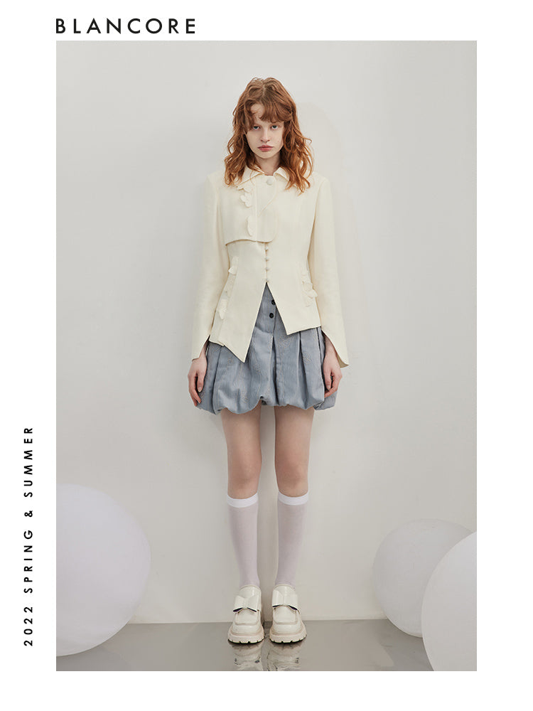 Asymmetrical Jacket With Flower Embellished Detail