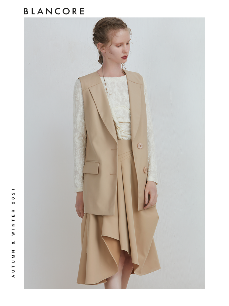Khaki Asymmetrical Skirt With Bowtie Detail