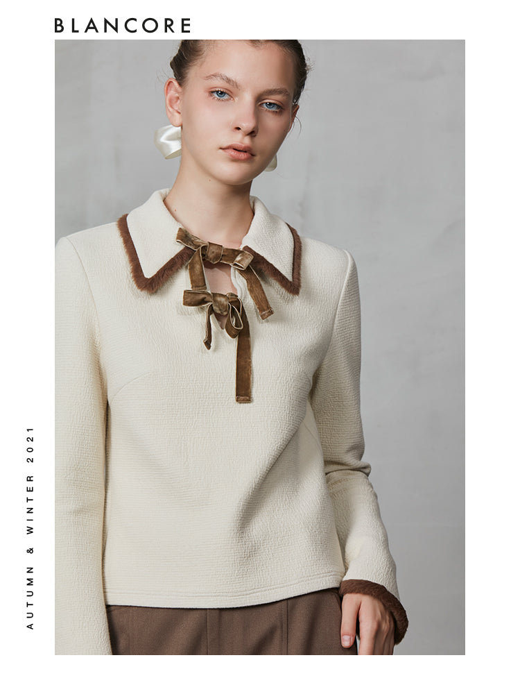 Knit Top With Fur Trim
