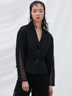Mesh Panel Waisted Outerwear