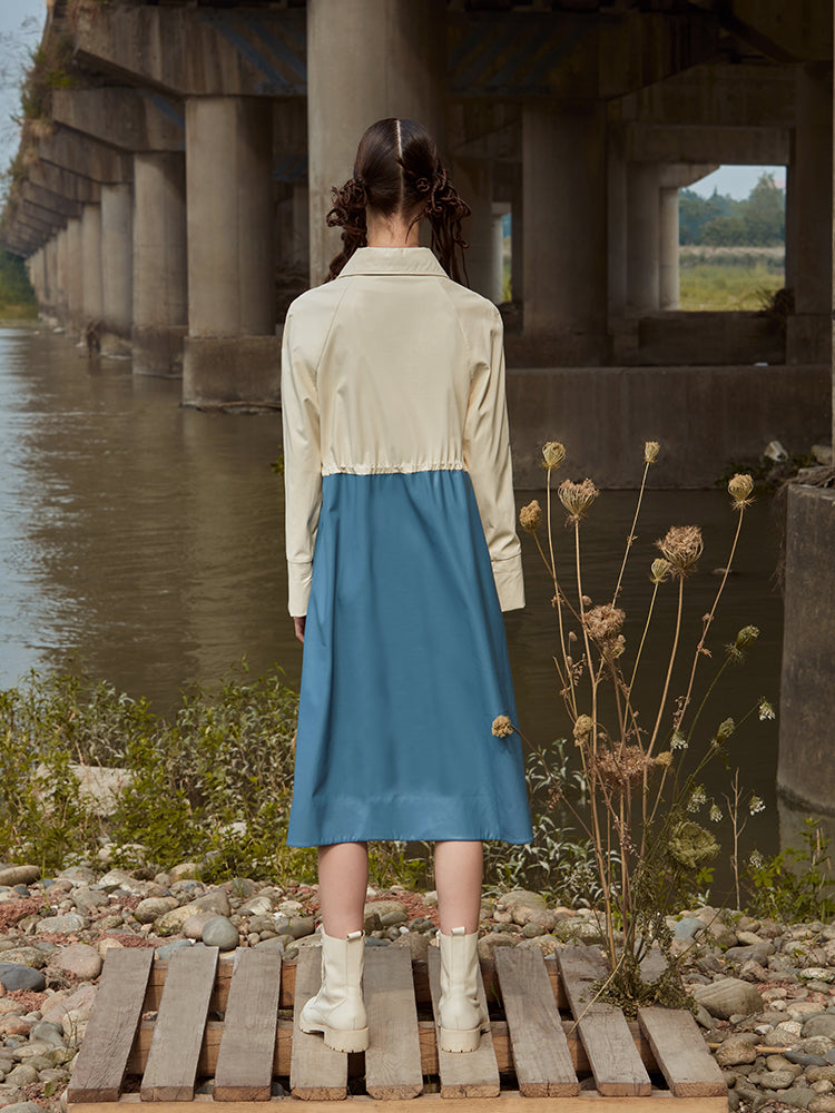 COLOR BLOCK SHIRT DRESS