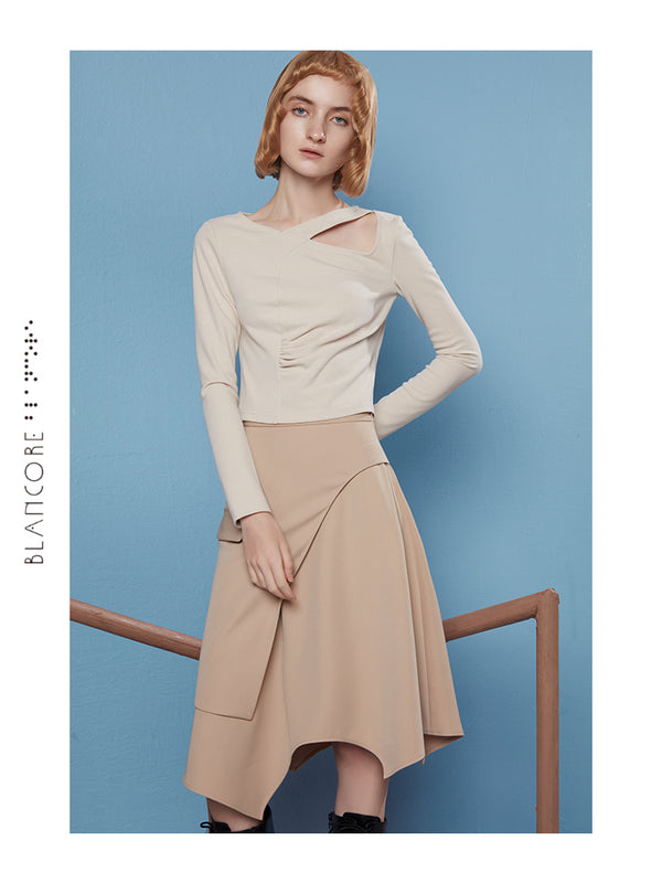 RECONSTRUCTED IRREGULAR HEM SKIRT