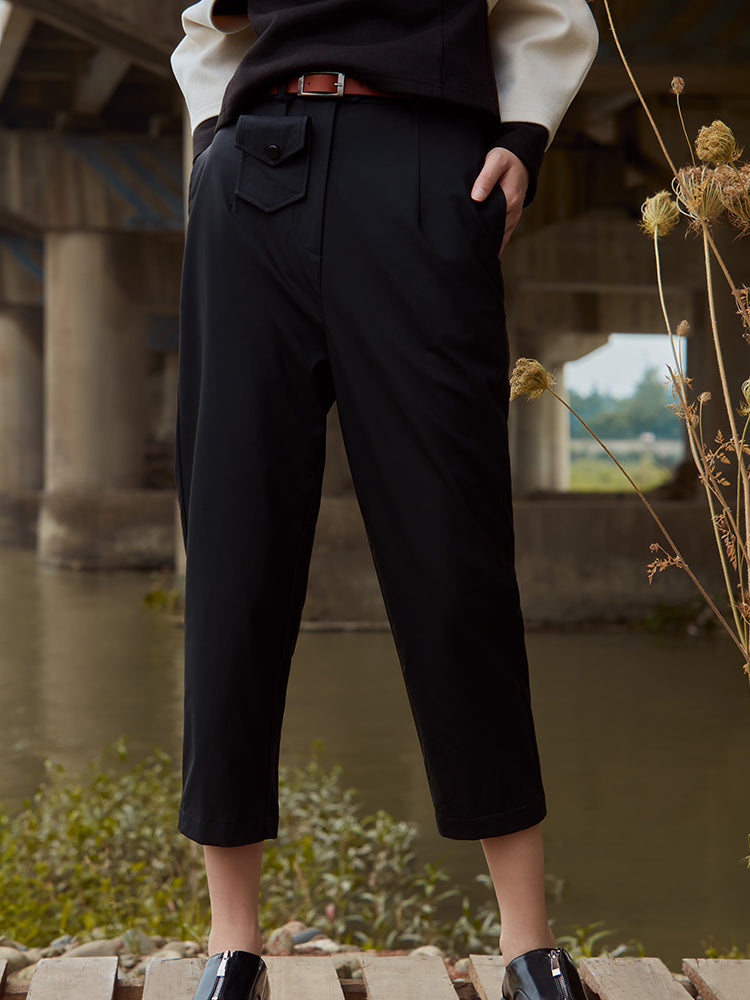 HIGH WAIST LEATHER TROUSER WITH BELT