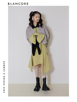 CROPPED FUR PANELED COAT