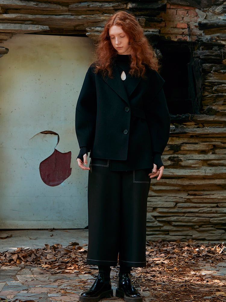 DECONSTRUCTED ASMMETRICAL WOOL COAT