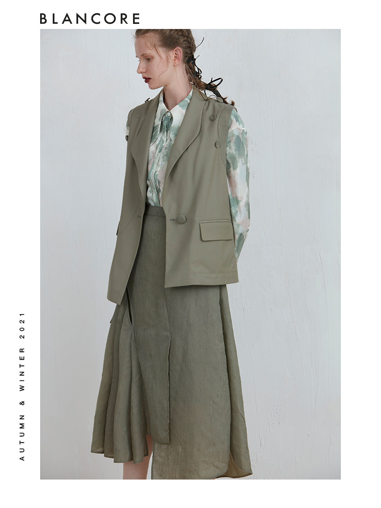 Asymmetrical Blazer With Detachable Sleeve