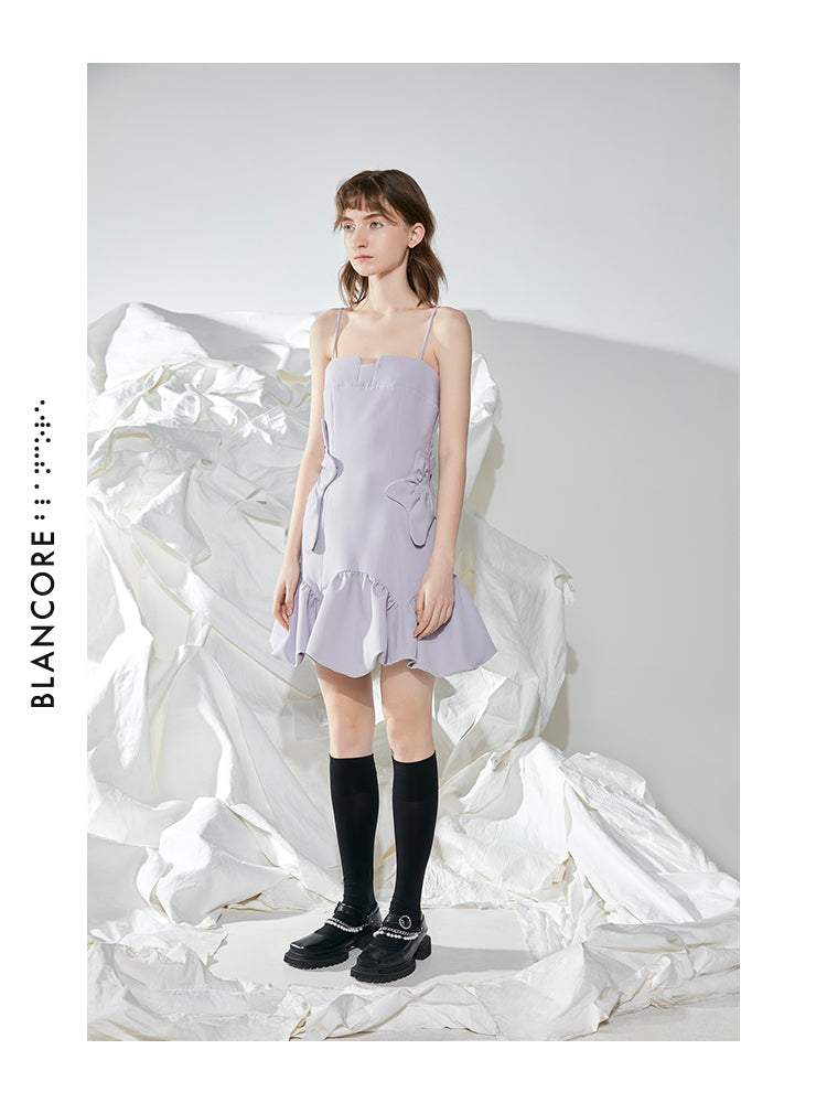 ASYMMETRICAL DECORATIVE STRAP DRESS