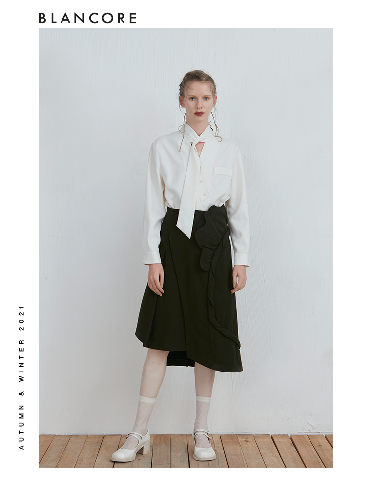 Asymmetrical Blouse With Tie