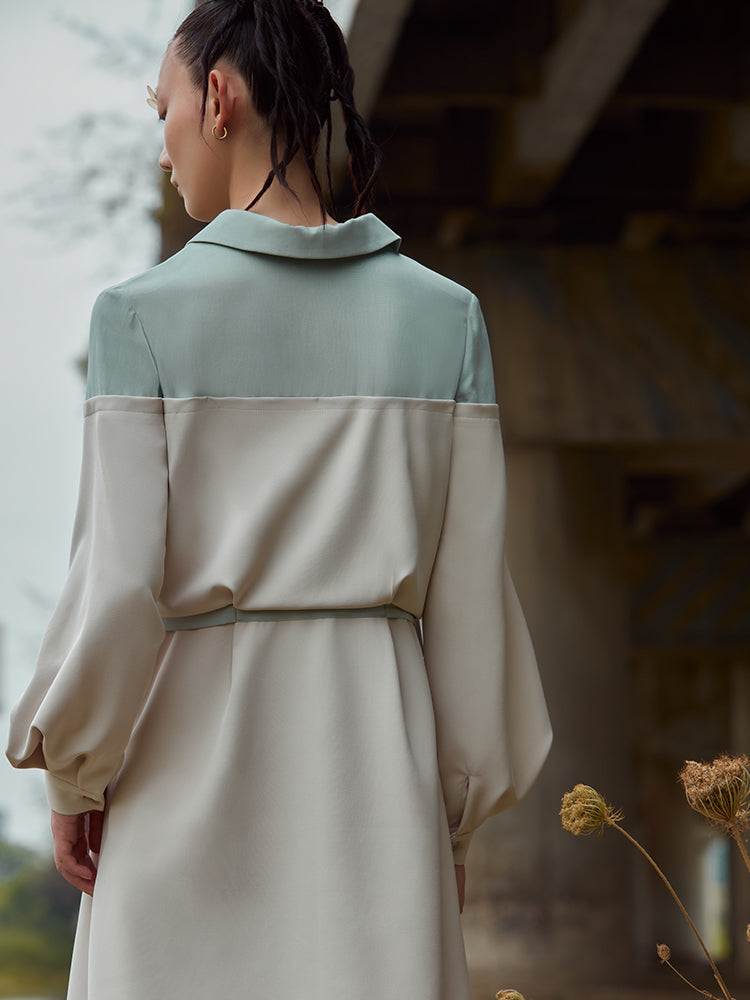 COLOR BLOCK WINDBREAKER STYLE DRESS