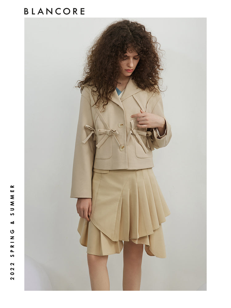 Hooded Jacket With Bow-Embellished Detail